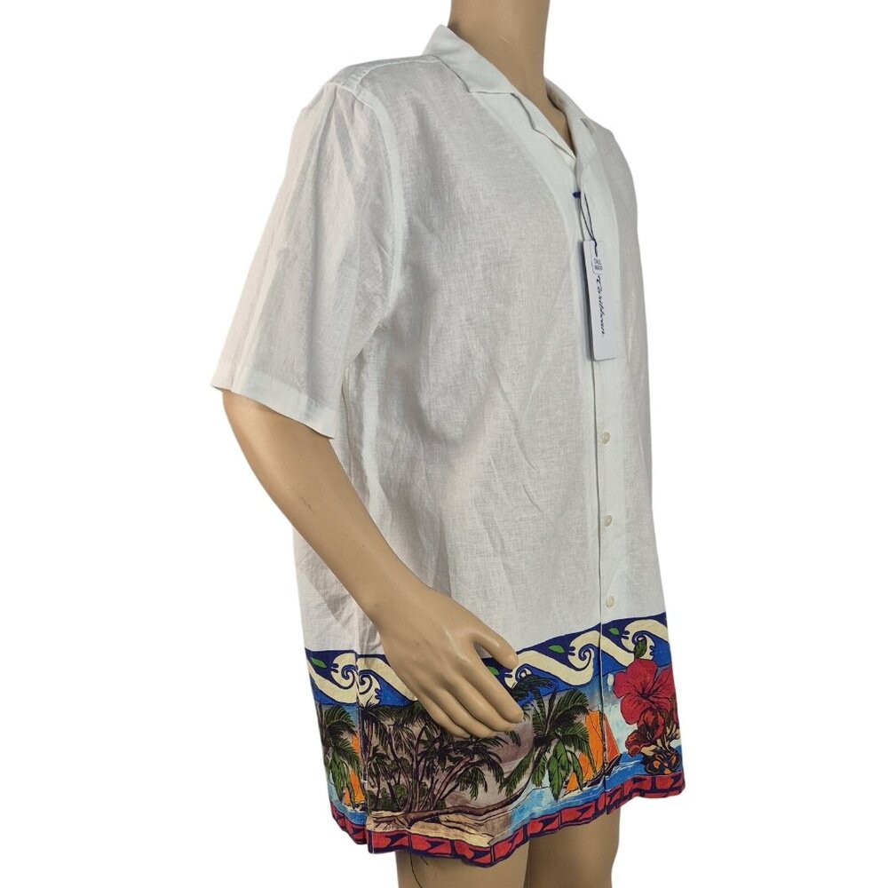 Caribbean Men' Shirt Size 2XB Linen Blend Short Sleeve button Up White (52) - Picture 3 of 12
